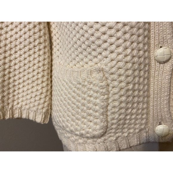 Talbots Womens Cardigan Sweater Cream XS extra small Thick Cotton Wool Pockets - Picture 2 of 6
